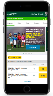 home in the paddy power mobile app on iphone