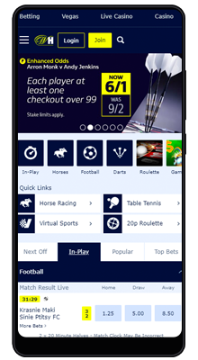 home in the william hill app on android